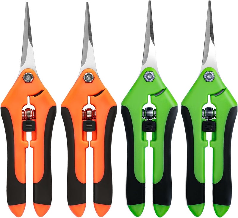 EWPJDK 4 Pack Garden Shears, Stainless Steel Shears Gardening Tools, Scissors, Garden Clippers, Pruning Shears for Gardening Shears & Scissors (Orange Green) - Image 1